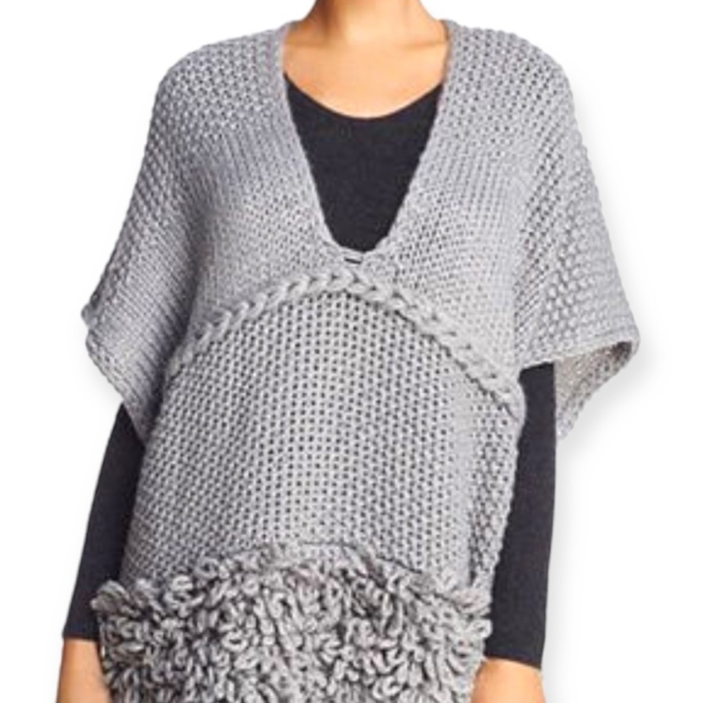 Rebecca Minkoff Grey Oversized Sweater Poncho One Size